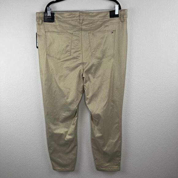 Tommy Hilfiger Tribeca Skinny Stretch Chino Pants Tan Gold Foil Plus 20W NWT - Picture 13 of 13